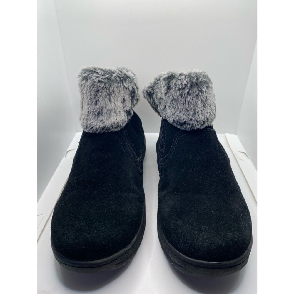 Khombu Jessica Black Ankle Boots 8M Suede Faux Fur Gorpcore Winter Cozy Comfort